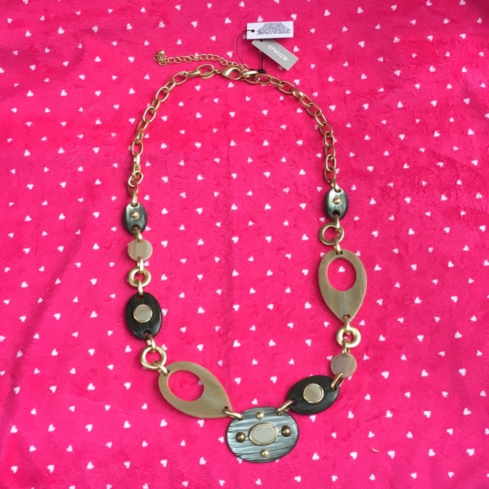 Chico’s Long Green Simulated Stone Necklace